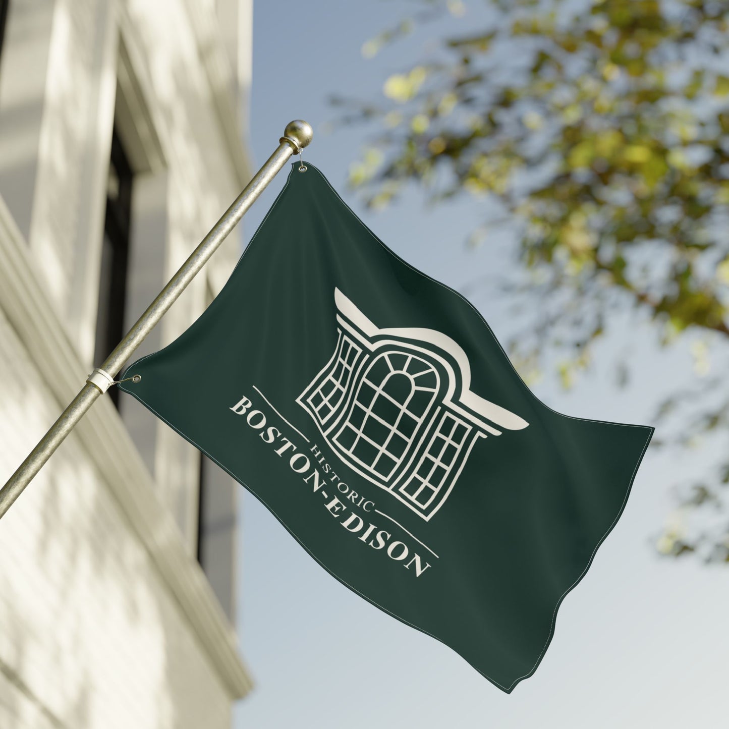 Historic Boston-Edison Association Green Outdoor Flag