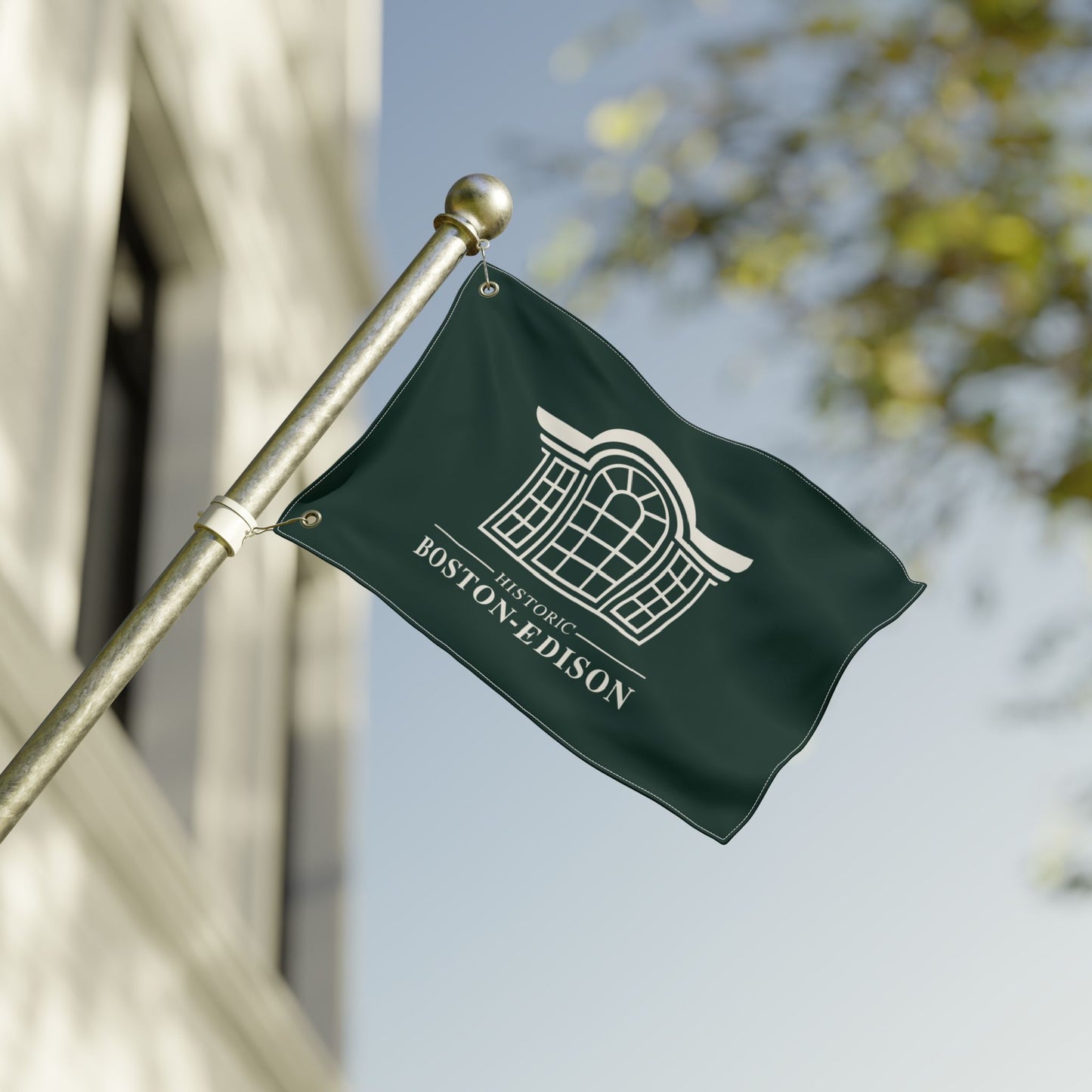 Historic Boston-Edison Association Green Outdoor Flag