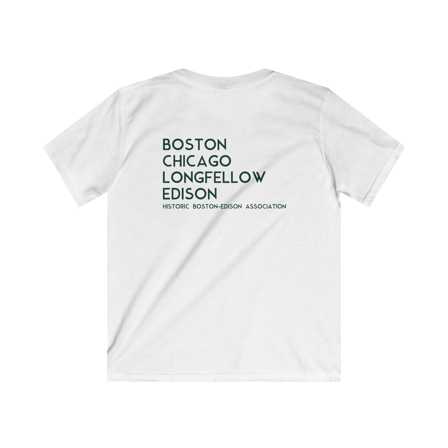 Kids Tee — Boston Edison Neighborhood Logo Tee (Front Window + Back City List)